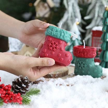 Velas Meta - Vela perfumada decorativa hecha a mano con forma de calcetín navideño