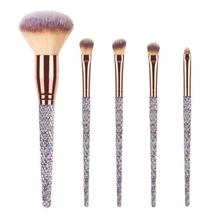 5PCS Ceramic Rhinestone Make Up Brush Set CR0016: Gold