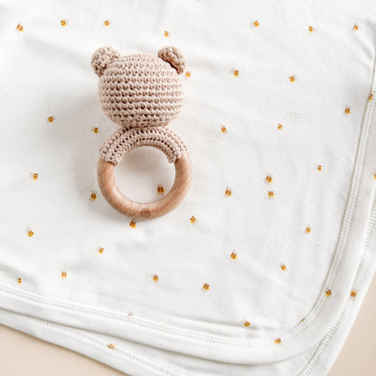 Knit Swaddle Blanket Bee Baby Organic Cotton Newborn Gift