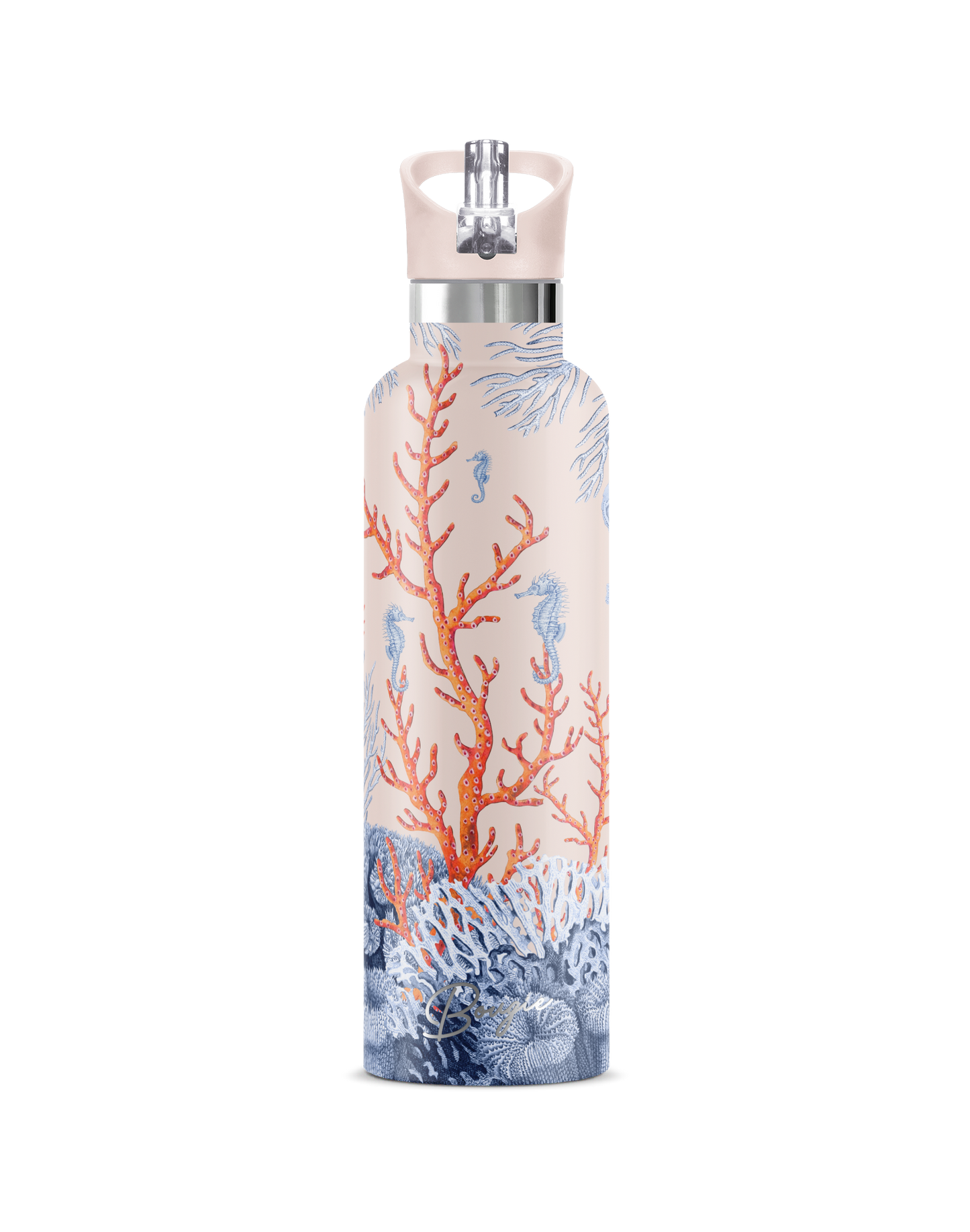 Del Mar | Pink Seahorse Coral Insulated Water Bottle 25oz