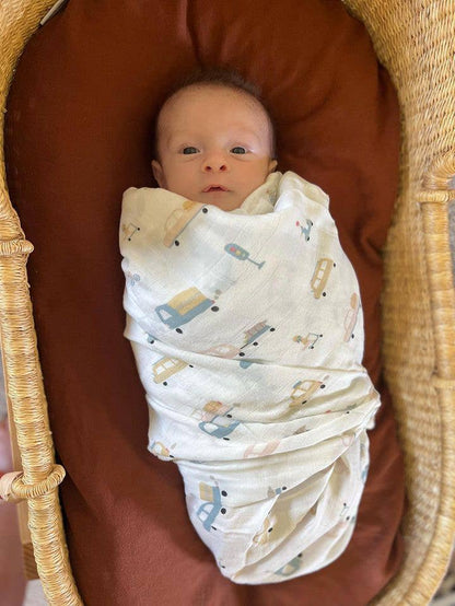 Bamboo Muslin Swaddle Blanket Automobile