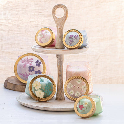 Blackberry & Coconut Large Watercolor Pressed Floral Candle