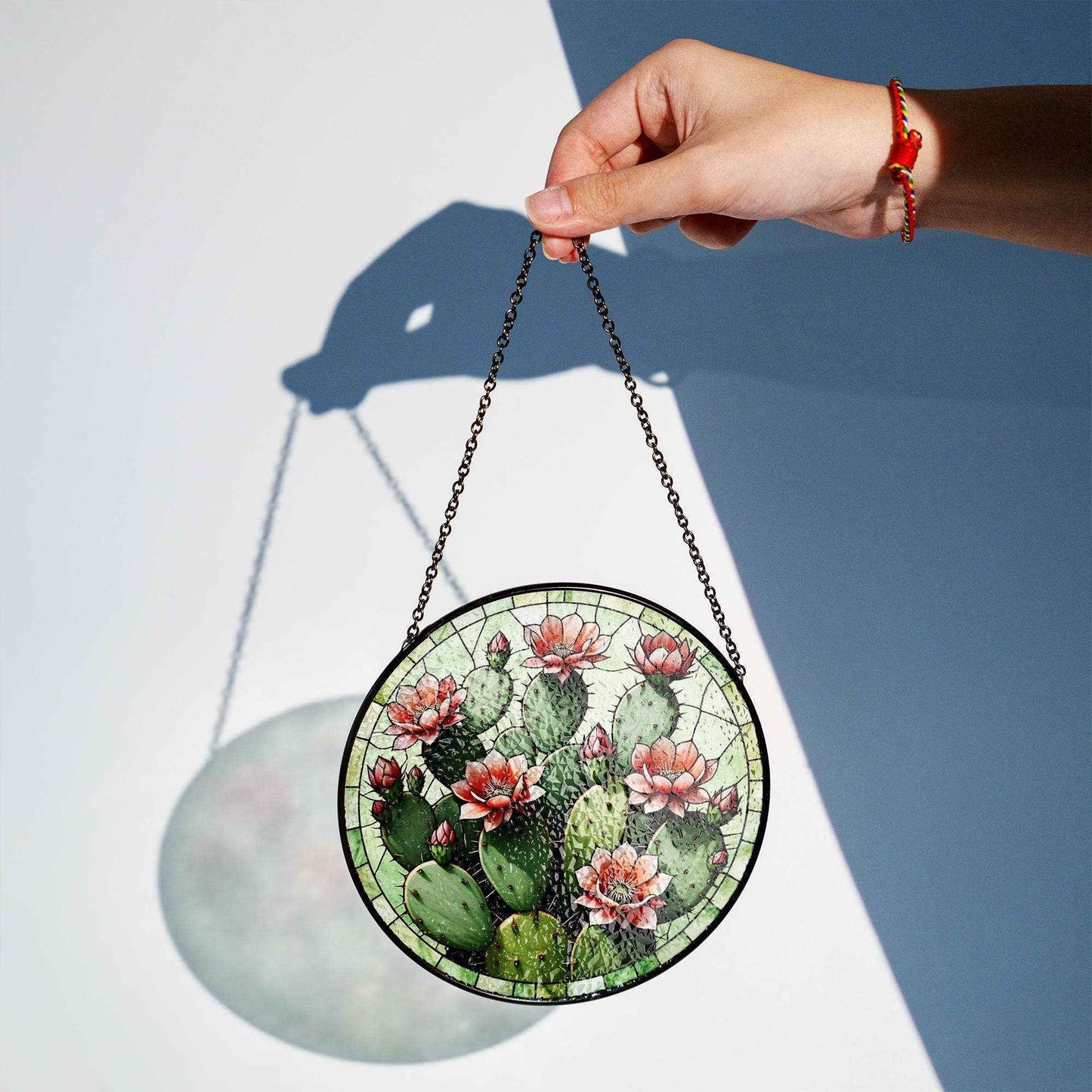 Cactus Stained Glass Suncatcher, Southwestern Wall Art