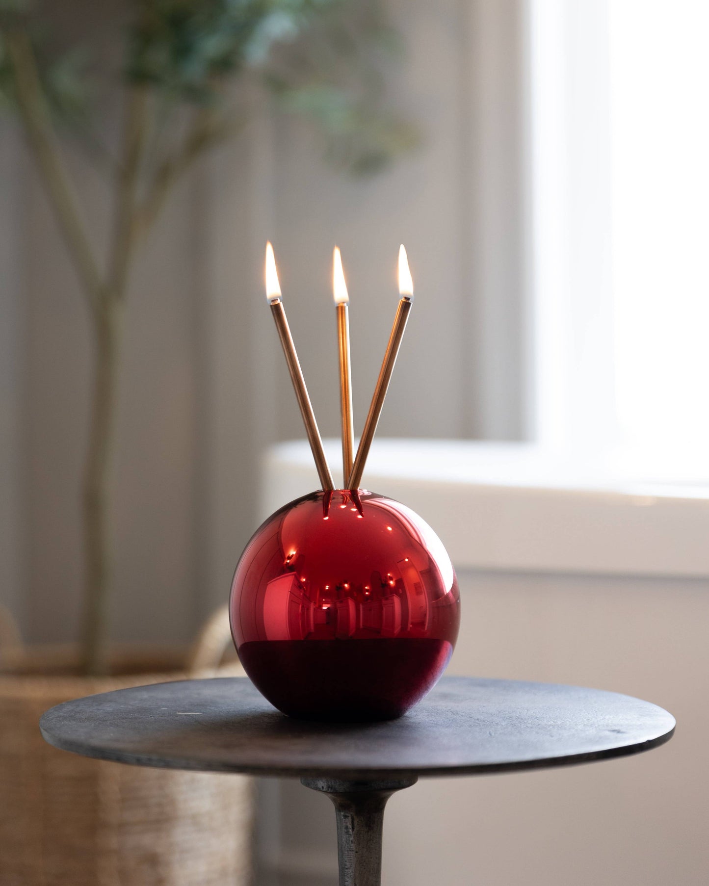 Neva Red Metallic Vase for Everlasting Candles