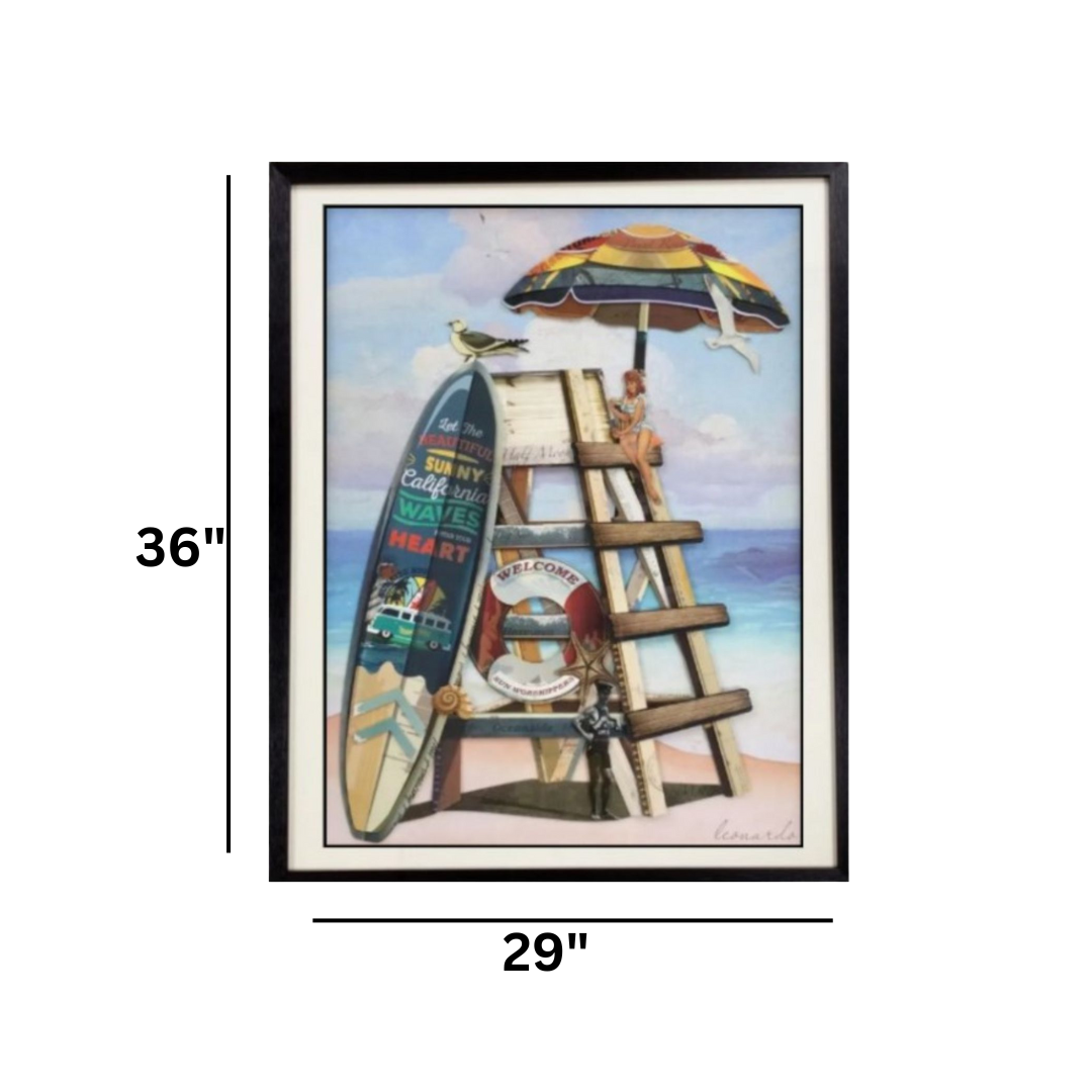 3D Collage Art | Lifeguard Tower (36"x29")