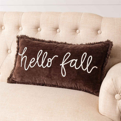 Lumbar Pillow - Hello Fall, Brown Velvet (Pk/02)