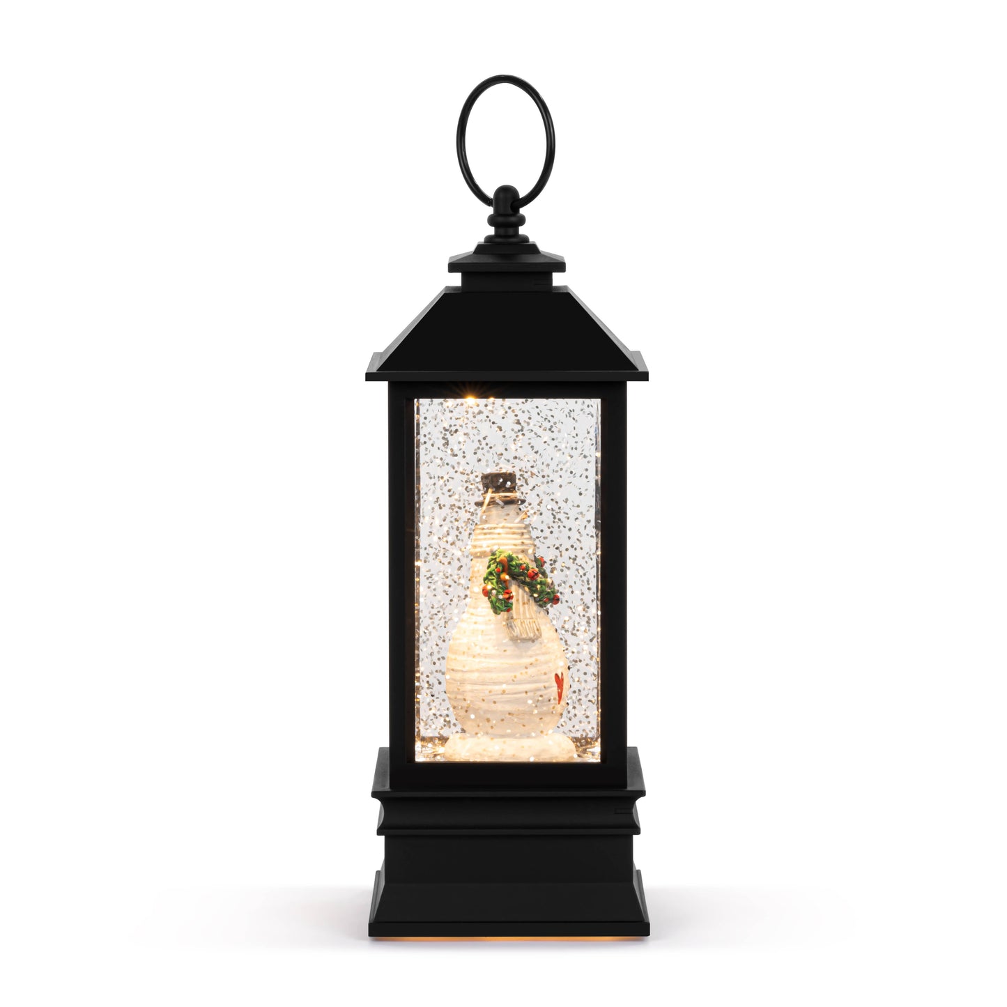 Snowman Red Heart Lit Musical Snow Globe Lantern - 4x11in
