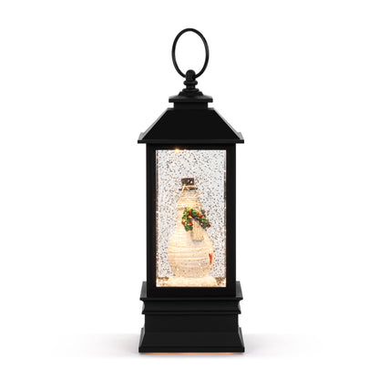 Snowman Red Heart Lit Musical Snow Globe Lantern - 4x11in