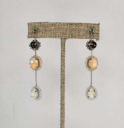 Three Stone Handmade Dangle Post Earrings