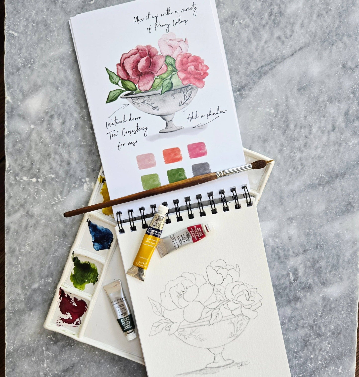 Watercolor Workbook, Spiral Bound, Birth Month Flowers