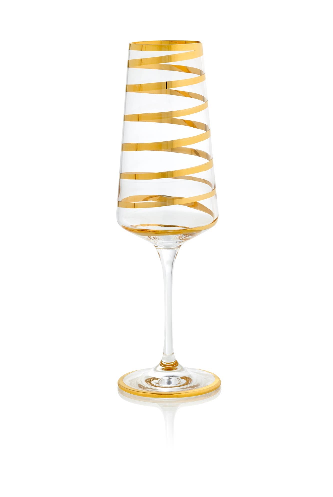 Gold Spiral Champagne Flute - Venetian Crystal Glass