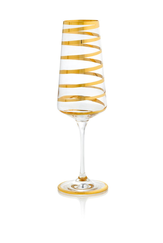 Gold Spiral Champagne Flute - Venetian Crystal Glass