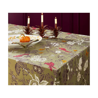 Autumn Toile Runner Green Multi Cotton Fall