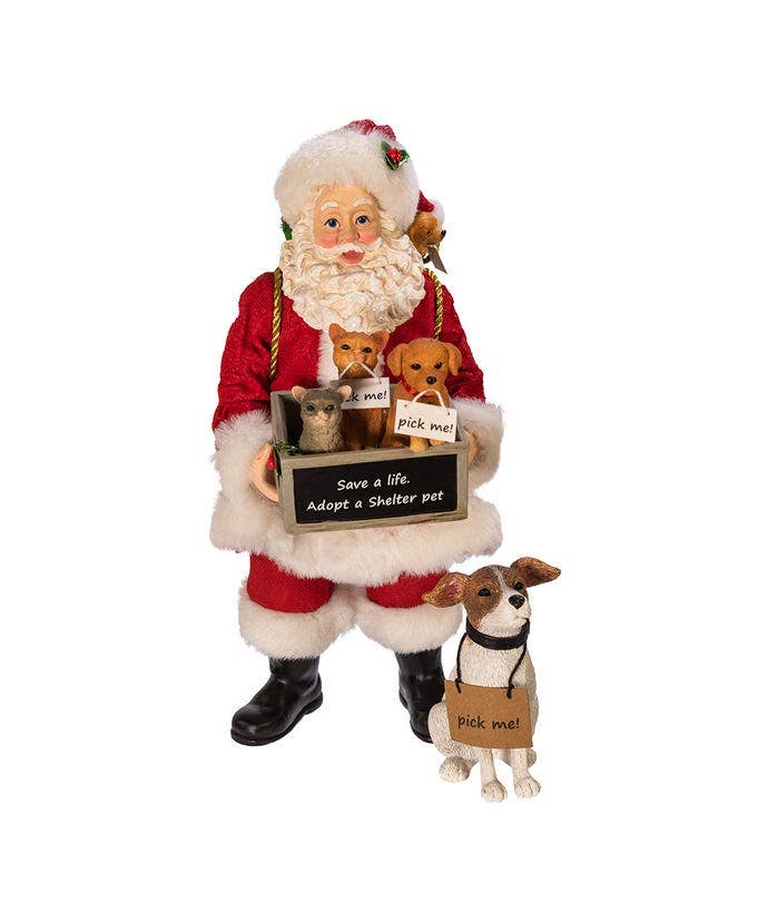Kurt S. Adler, Inc. - 10.5"ADOPT A PET SANTA+DOG 2PC