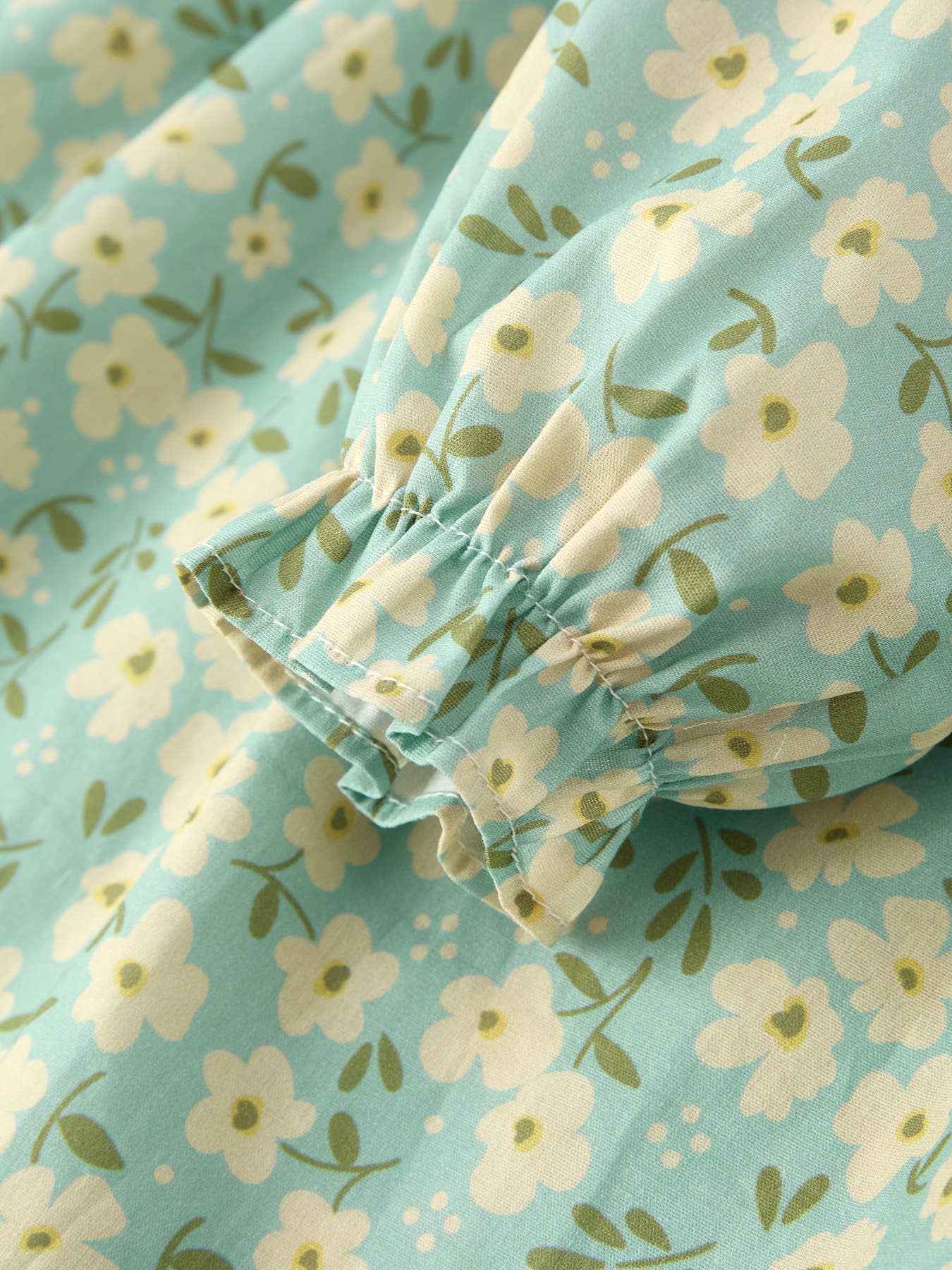 Spring Floral Print Long-Sleeved Romper and Dress Matching Headband: 4 / Dress
