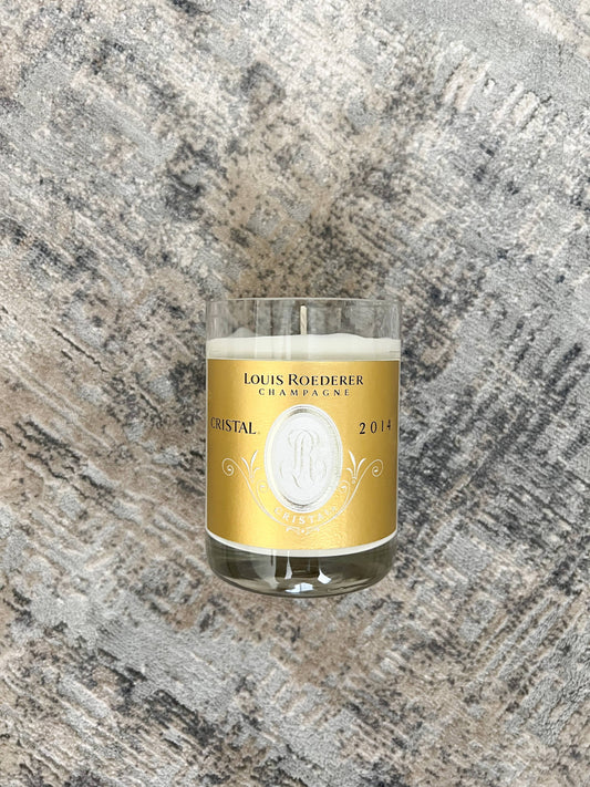 Vela de cristal reciclada - Ámbar / Sándalo / Cuero