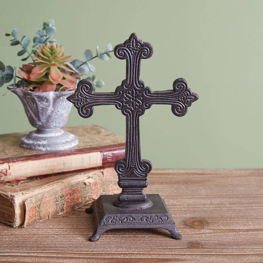 Ornate Cast Iron Cross Statue