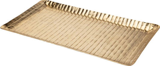 Hammered Gold Aluminum Rectangular Tray-14x7.5in