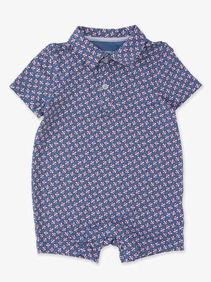 Baby Boys Home Run Performance Polo Romper: Navy / 6-12m