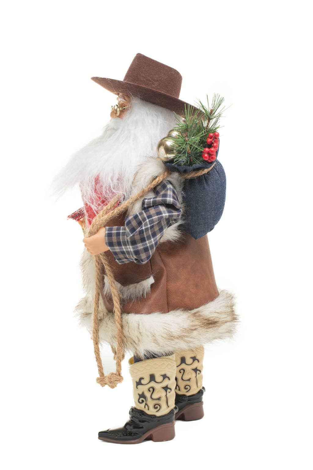 Brown/Blue Wild West Santa Figurine