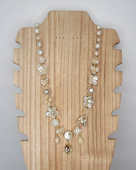 Handmade Necklace-Pearl and Crystal Beads