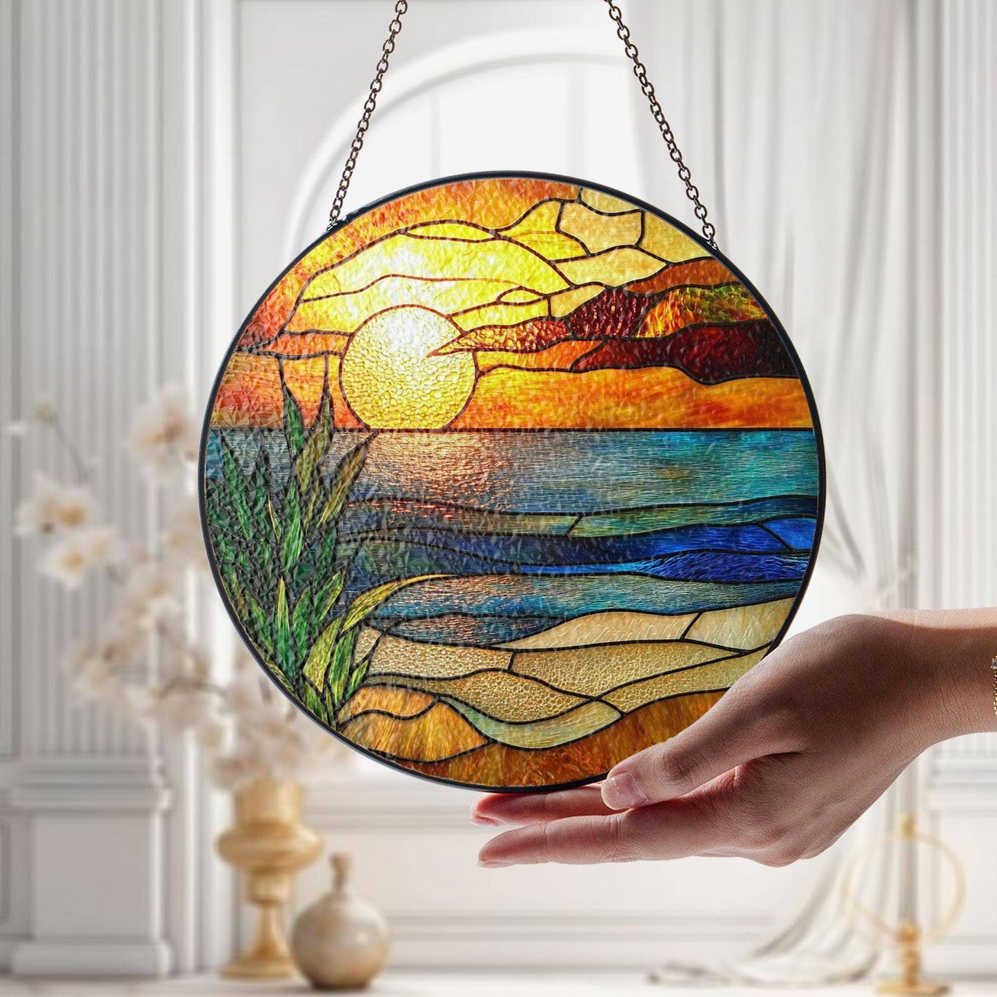 Beach Sunset Suncatcher,  Beach Lover Decor, Beach Sunrise