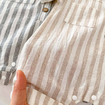 Short Sleeved Striped Romper