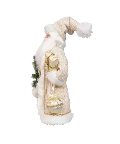 18" K.Klaus Cream Santa W/Gift+Wreath