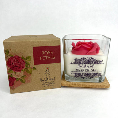 Vela de cera de soja con pétalos de rosa