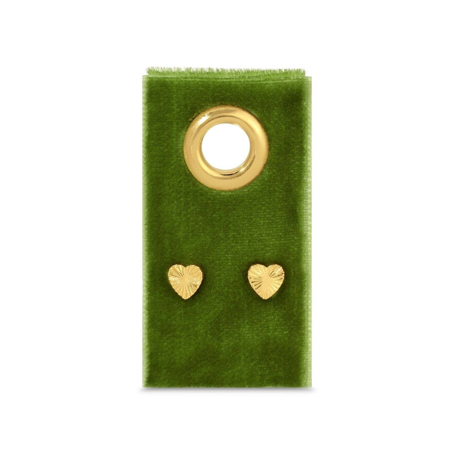 Iris espléndido - Pendientes con forma de corazón en una etiqueta de regalo de terciopelo
