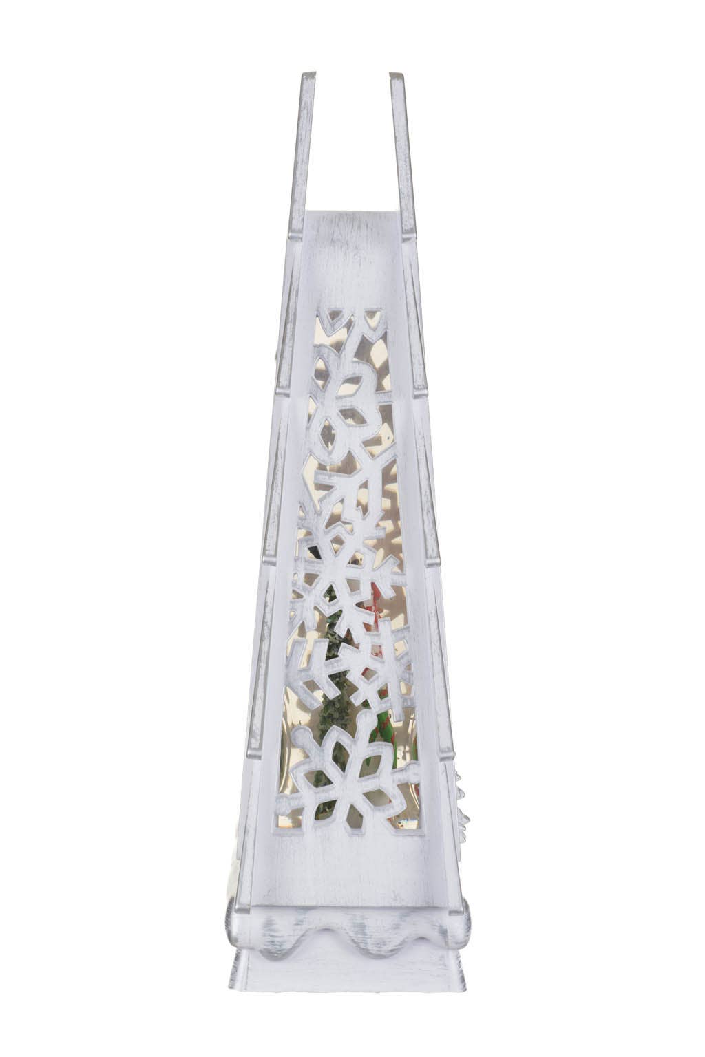 White Led Christmas Tree Snow Globe W/ Snowman'S Forest