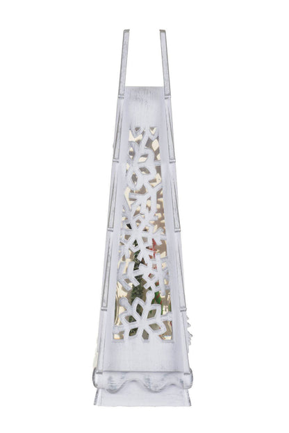White Led Christmas Tree Snow Globe W/ Snowman'S Forest