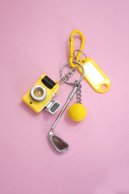 LLAVERO CON DIJE PARA BOLSA DE GOLF CON CABLE DE CUERDA Y CÁMARA