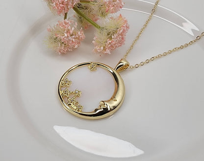 MOON AND STAR PENDANT NECKLACE