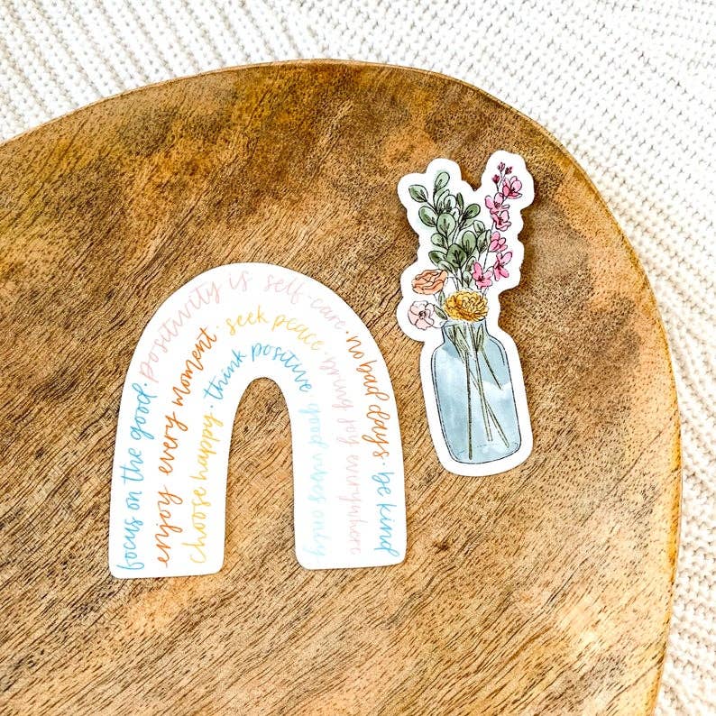 Watercolor Vase with Flower Bouquet Sticker