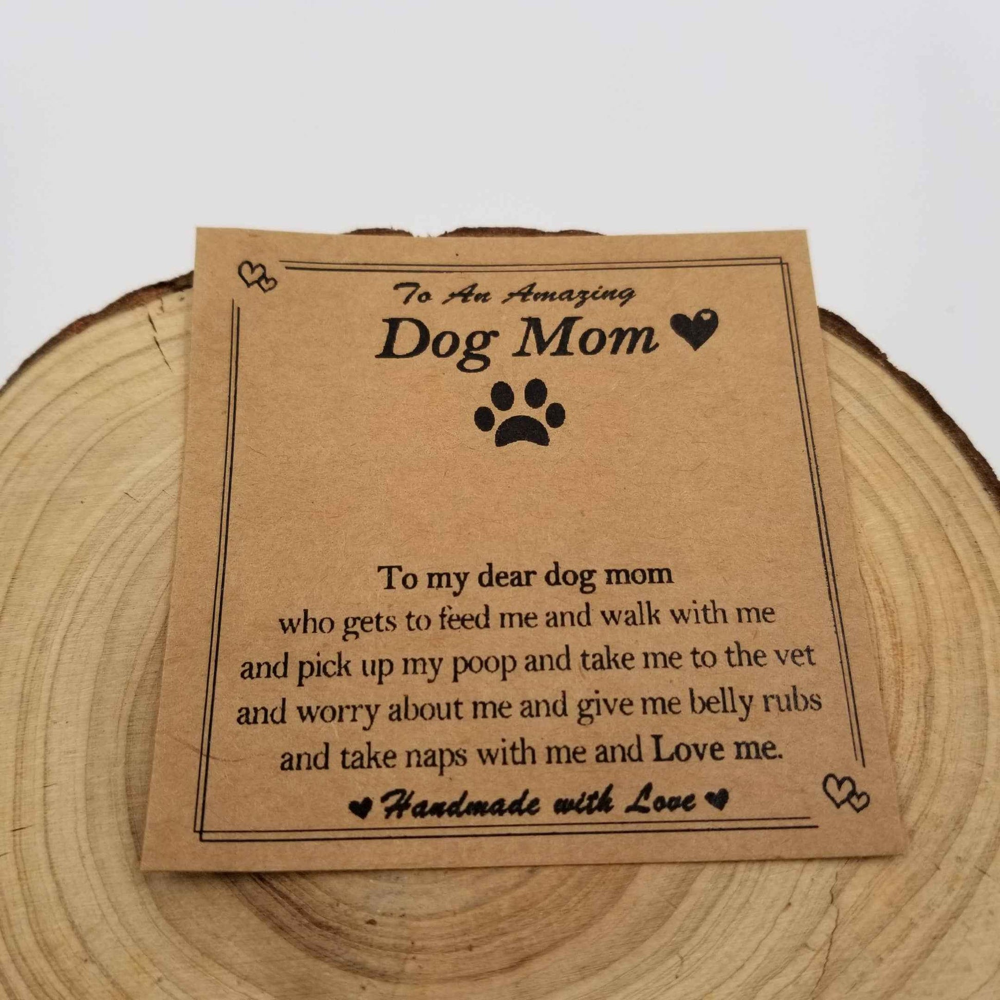 Natural Stone Dog Mom Bracelet With Card: Green