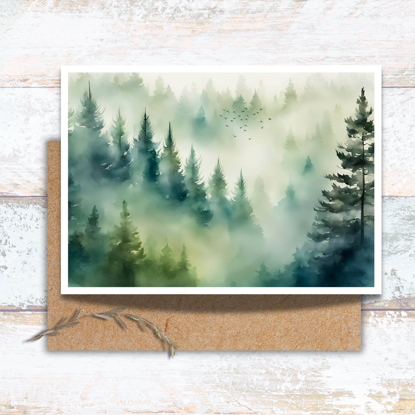 Misty Forest Watercolor Greeting Card for All Occasions