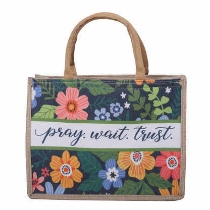 Swanson Christian Products - Woven Canvas Tote - Pray Wait Trust