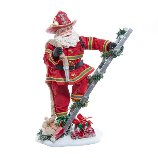 Kurt S. Adler, Inc. - 11.5"FABRICHE FIREMAN SANTA+LADDER