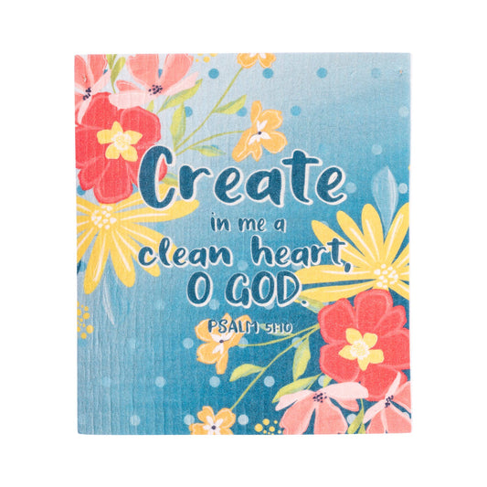 Divinity Boutique - ECO Friendly Dishcloth Set: A Clean Heart, Psalm 51:10