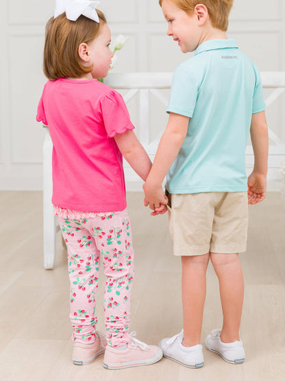 Baby Girls Sweet As Strawberries Ruched Bow Leggings