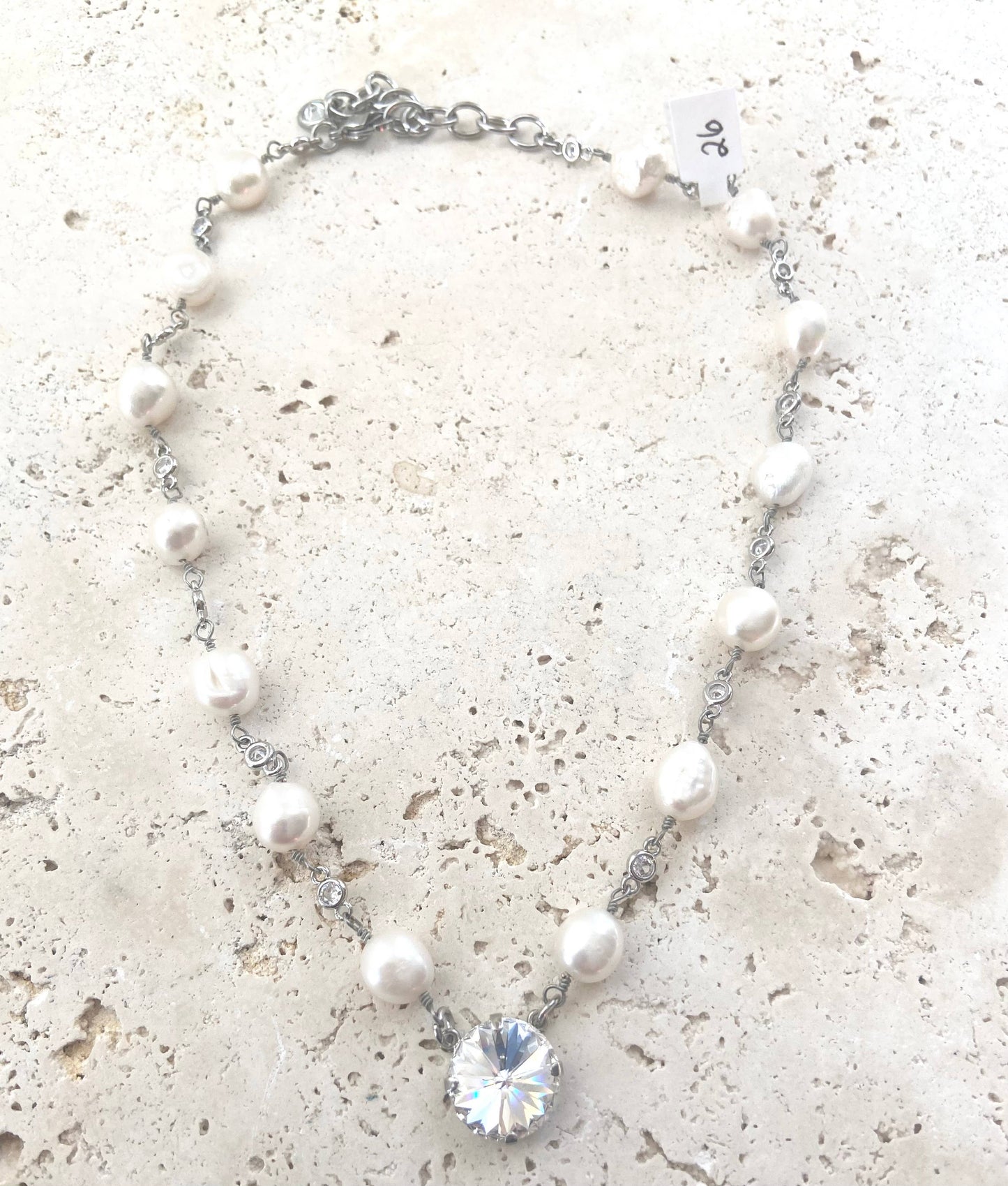 Pearl single necklace Swarovski crystal