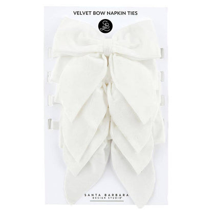 Velvet Bow Nap Ties White Set 4