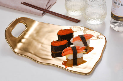 Tray with Handle Gold