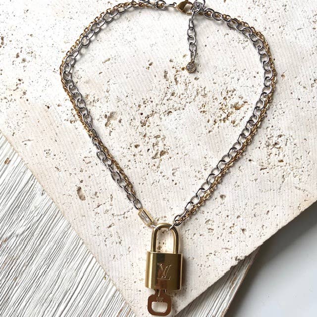 Louis Vuitton  lock necklace repurposed upcycled LV