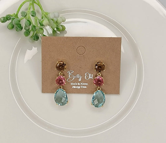 Dangle Earrings-PINK AND BLUE
