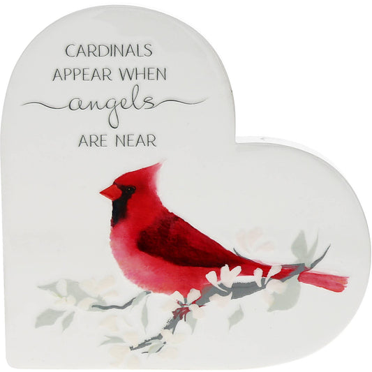 Cardinals Appear - 5" Ceramic Heart Plaque