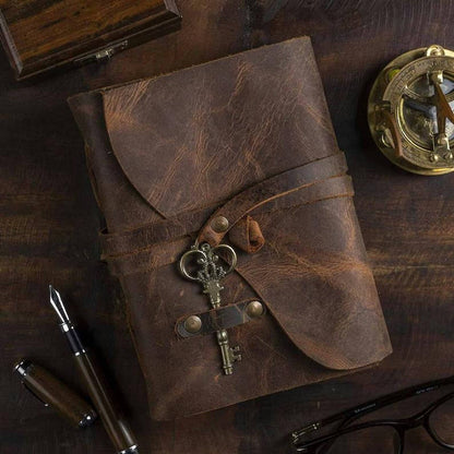 Vintage Book of Shadows with Key Lock Blank Spellbook