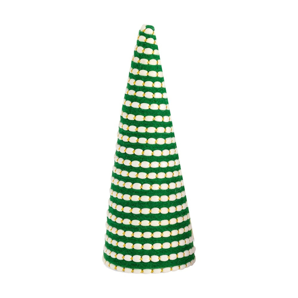 Felt Decorative Christmas Tree, Green Striped