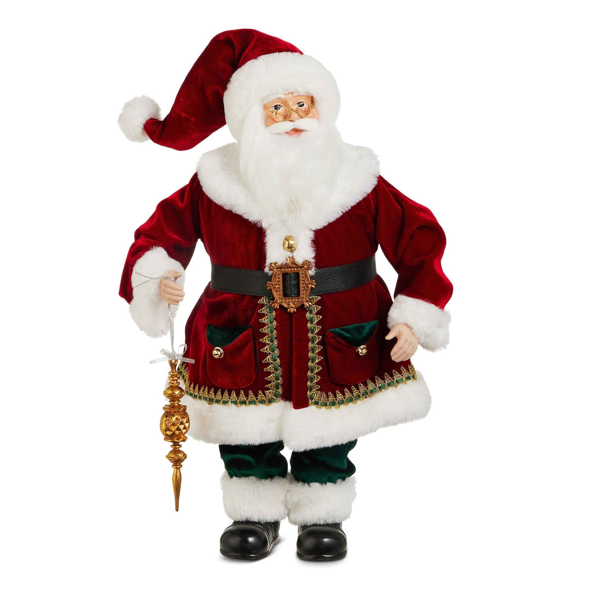 Festive Santa Figure in Deep Red Coat